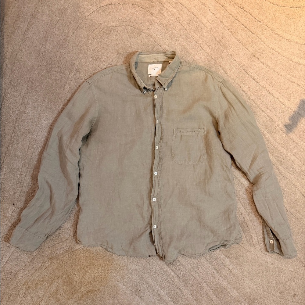 Billy Reid Grey Button-Down 100% Linen Shirt - Picture 2 of 6